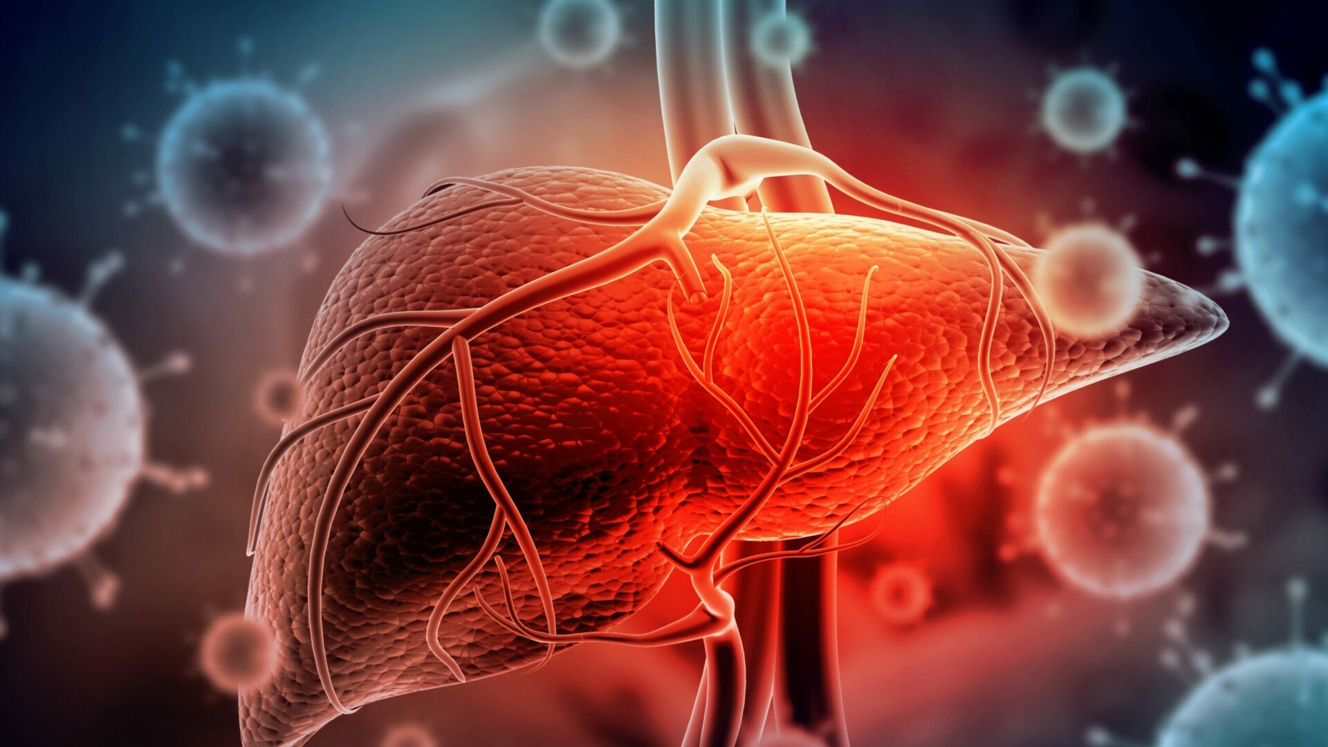 Hepatitis,Virus,With,Human,Liver.,3d,Illustration