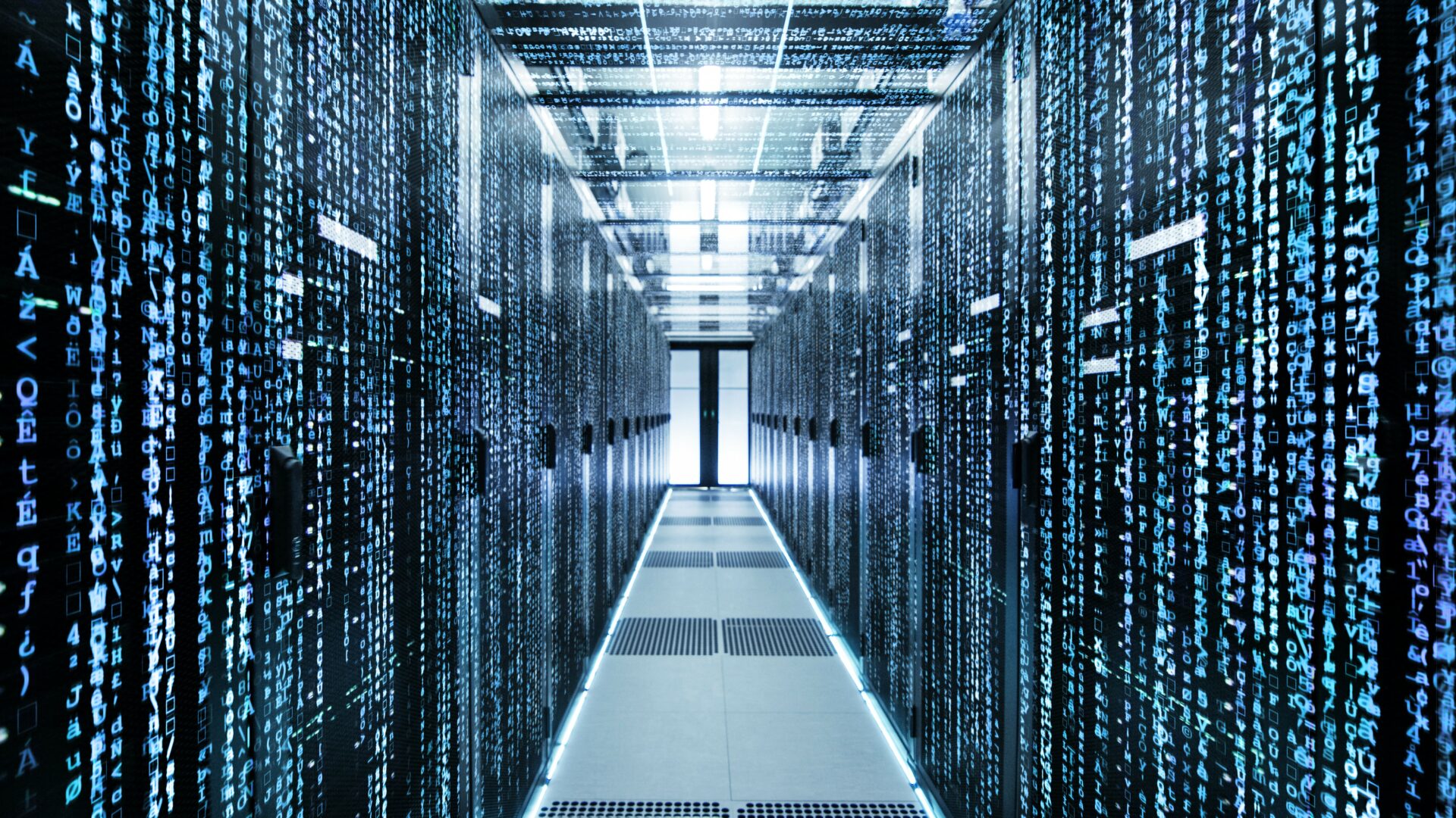 Shot,Of,Corridor,In,Working,Data,Center,Full,Of,Rack