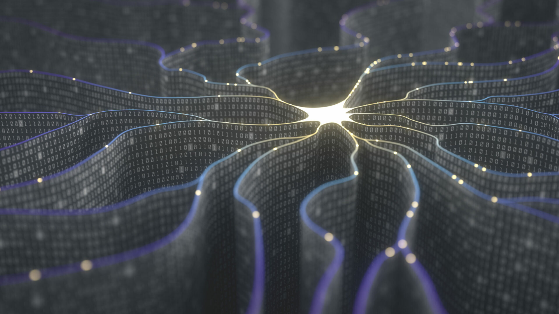 3d,Illustration.,Artificial,Neuron,In,Concept,Of,Artificial,Intelligence.,Wall-shaped