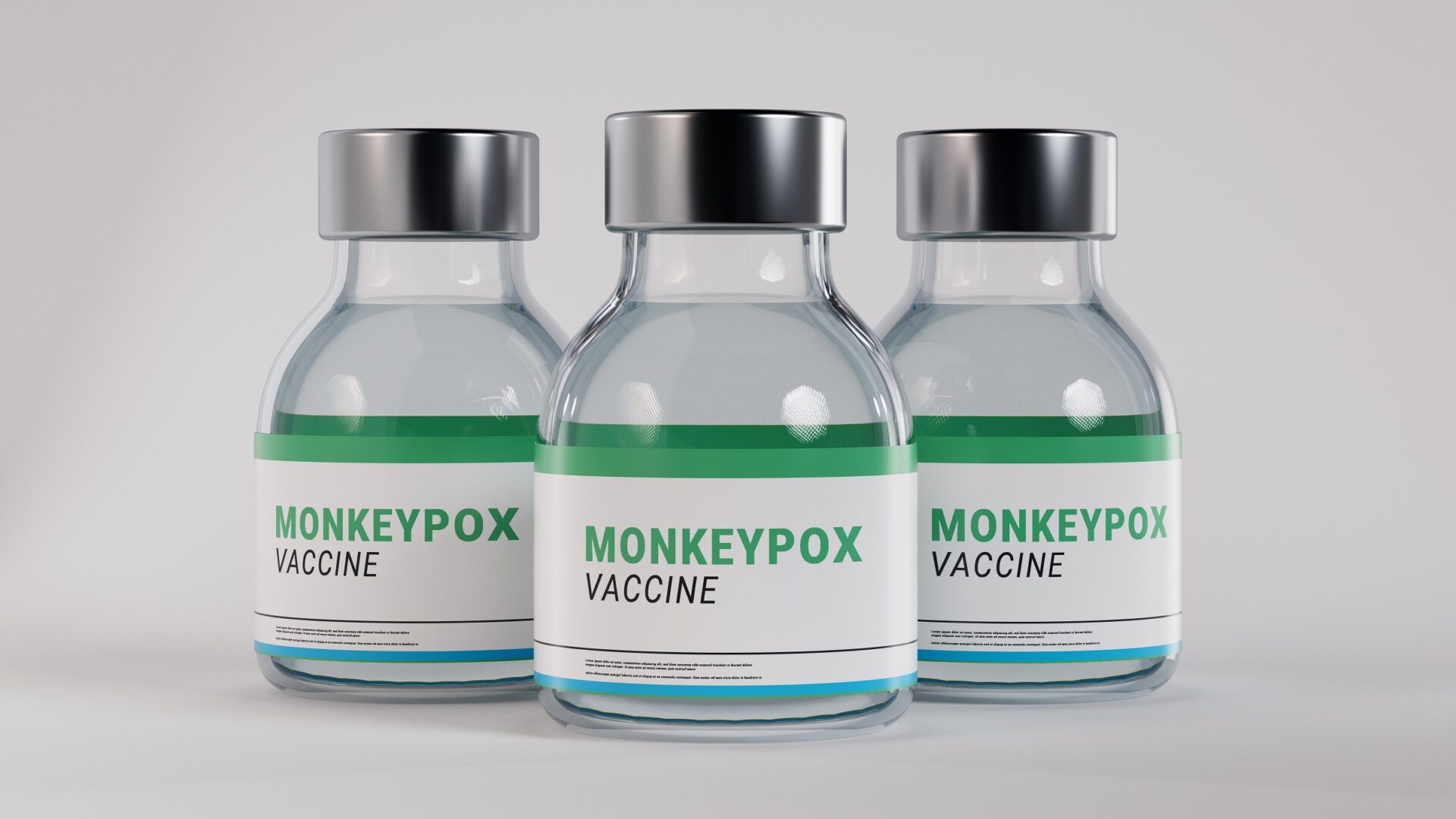 Monkeypox,Vaccine,Bottled,Medicines,Standing,On,Isolated,Background.,Group,Of