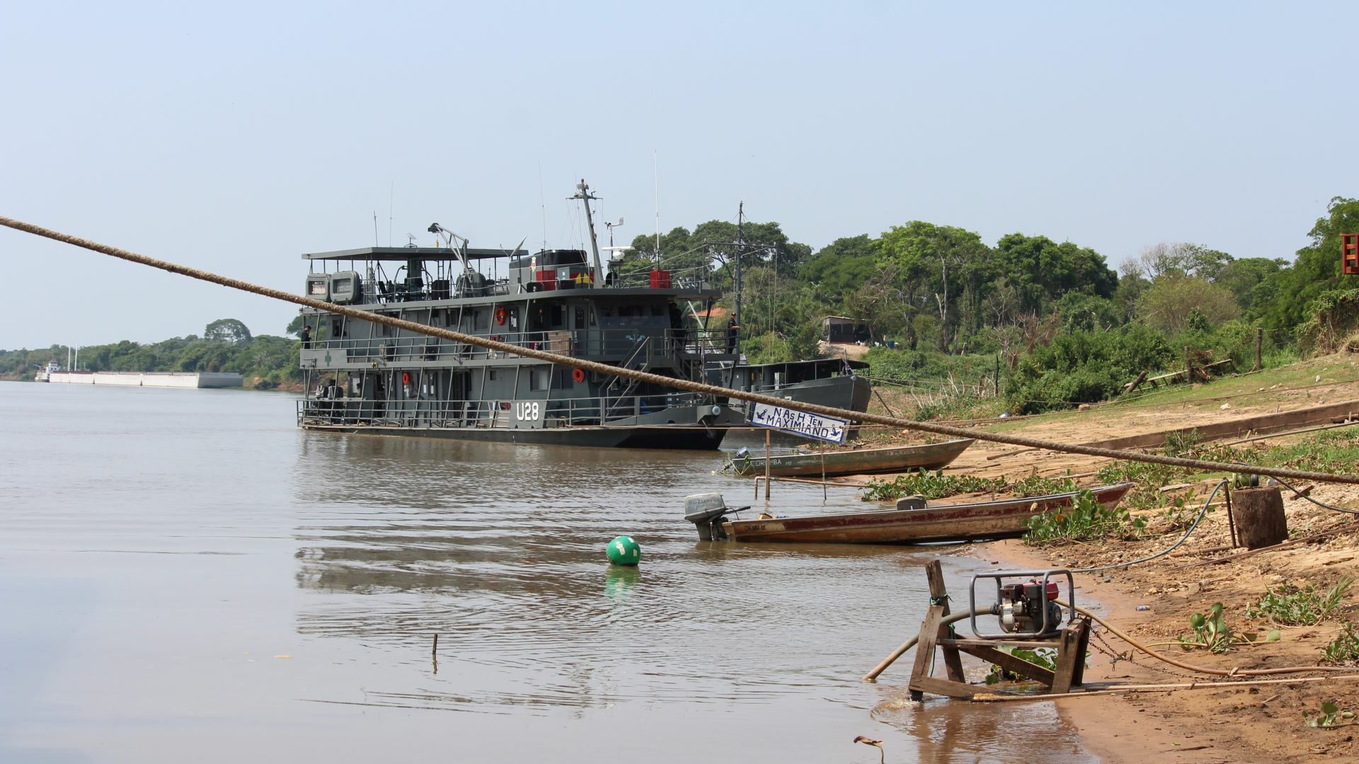 Het schip aangemeerd
