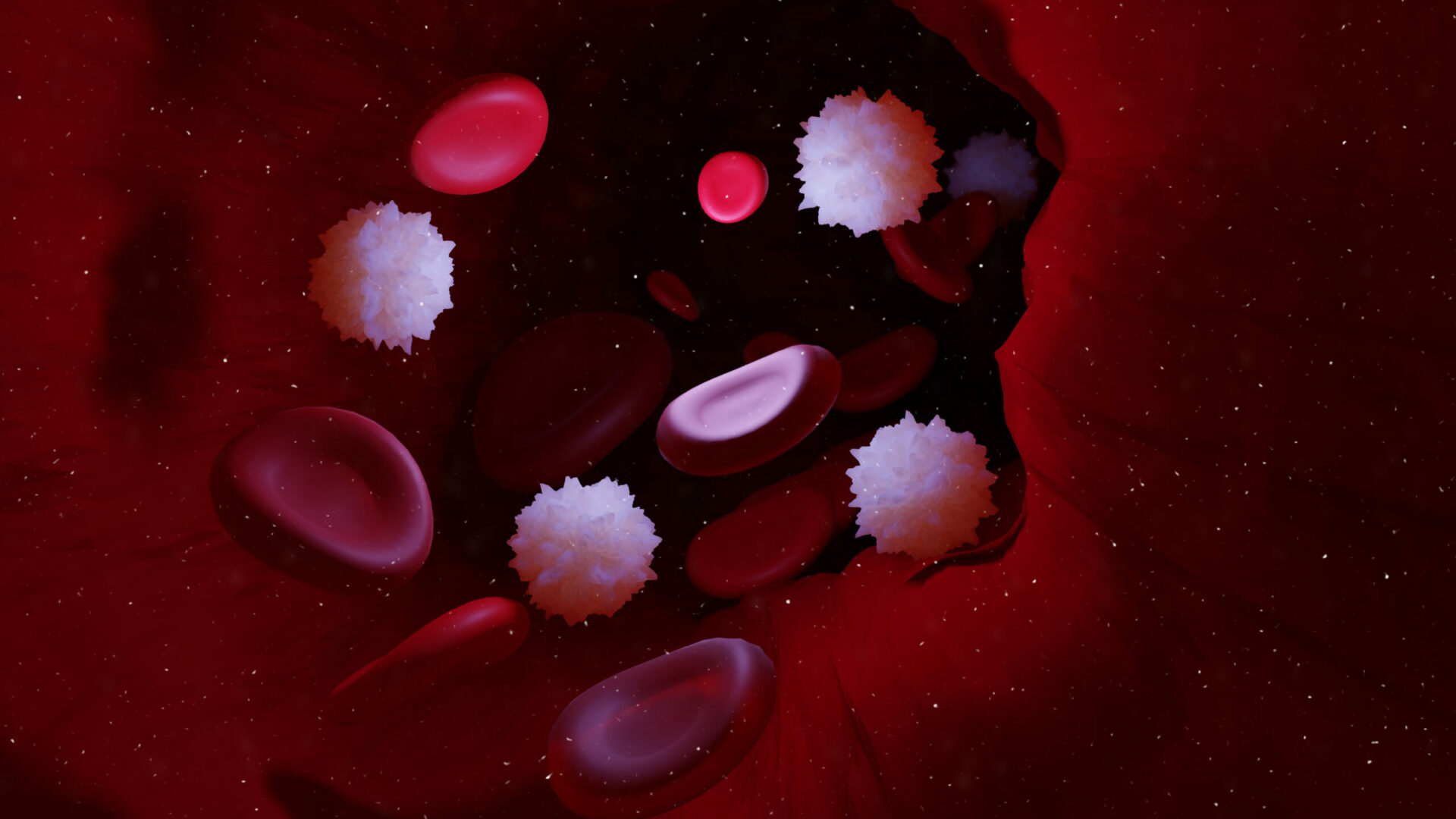 3d,Of,Bloodflow,Show,Leukemia,Cell,Inside,,Artery,With,Red